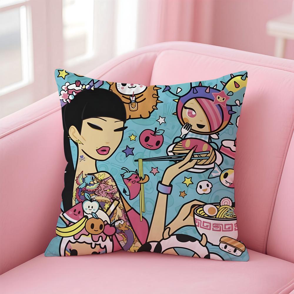 T-Tokidoki Cushion Cover Home & Car Multi-Scene Pillow Cover - Reversible, Soft & Durable for Daily Use