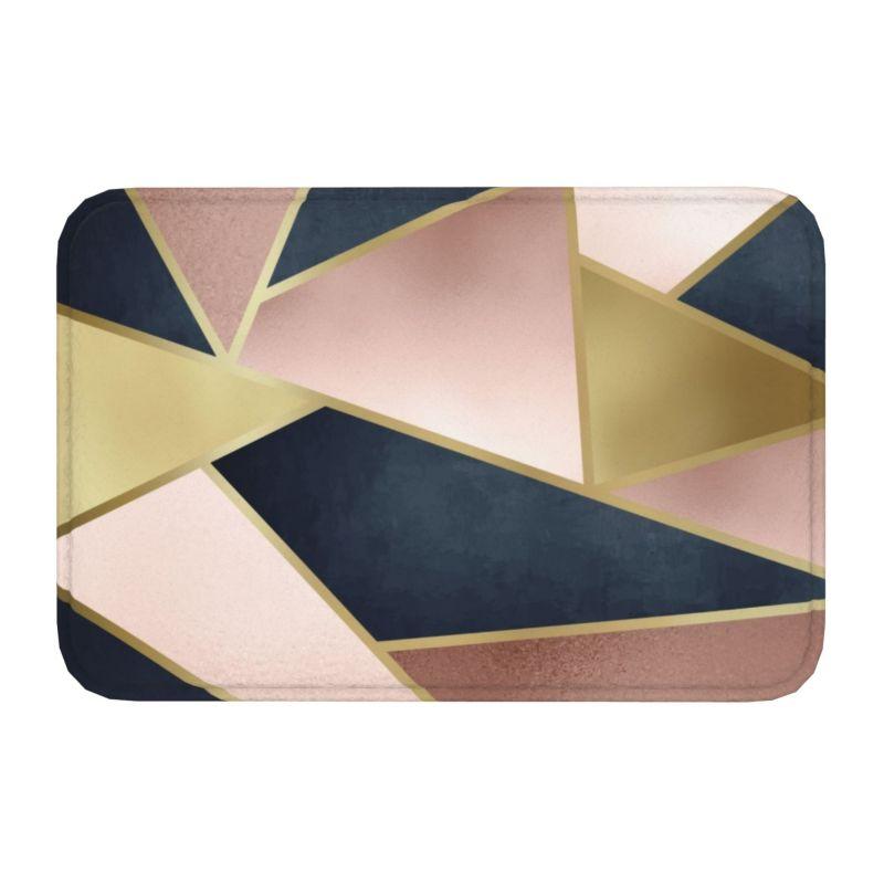 Rose Gold And Gray Geometric Pattern Floor Door Kitchen Bath Mats Anti-Slip Outdoor Abstract Doormat Toilet Entrance Rug Carpet