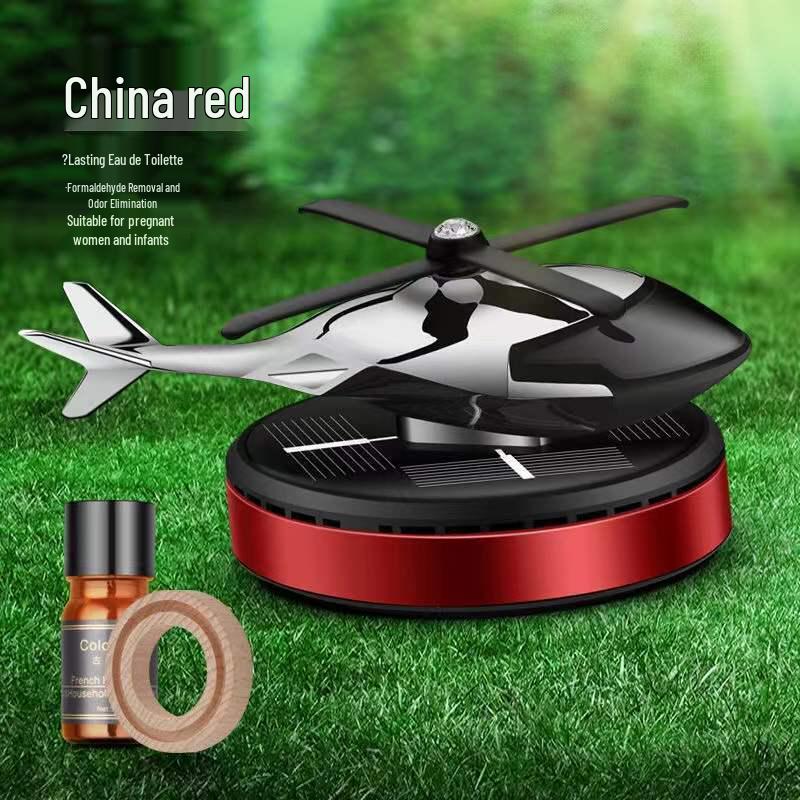 Solar-Powered Rotating Helicopter Car Air Freshener with Light Sensor