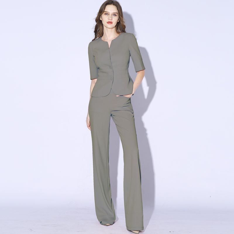 

Доступная роскошь Классические Способные Профессиональные Женские Брюки Летний Элегантный Костюм Зеленый Рукав до локтя Свободные Брюки Костюм Тонкий Офисный Двойка Elm Green (clothes + pants) Size 6 (XL/170)