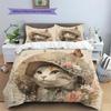 Set Copripiumino Trapuntato con Fantasia Gatto con Cappello Vintage Decorazione per la Casa Regalo (1 * copripiumino + 2 * federa, senza nucleo)