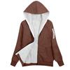 Women's Retro Color Block Fleece-Lined Hooded Cardigan - Slimming, Casual, Loose Fit, Perfect for Autumn/Winter Warmth.