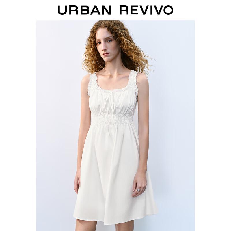 

UR2025 Французское платье А-силуэта без рукавов с оборками и завязкой на талии XL