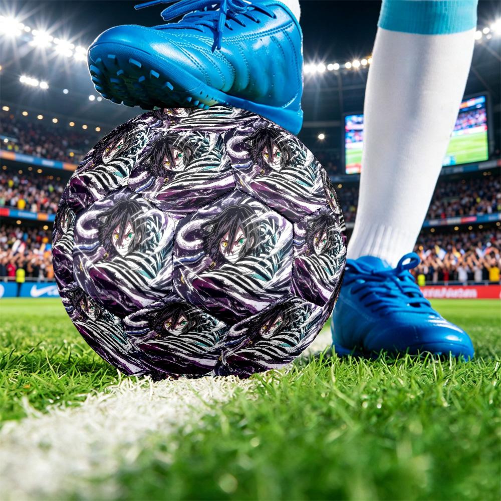 Demon Slayer Printed Size 5 Standard Football, Waterproof PU Training Soccer Ball for Outdoor Sports