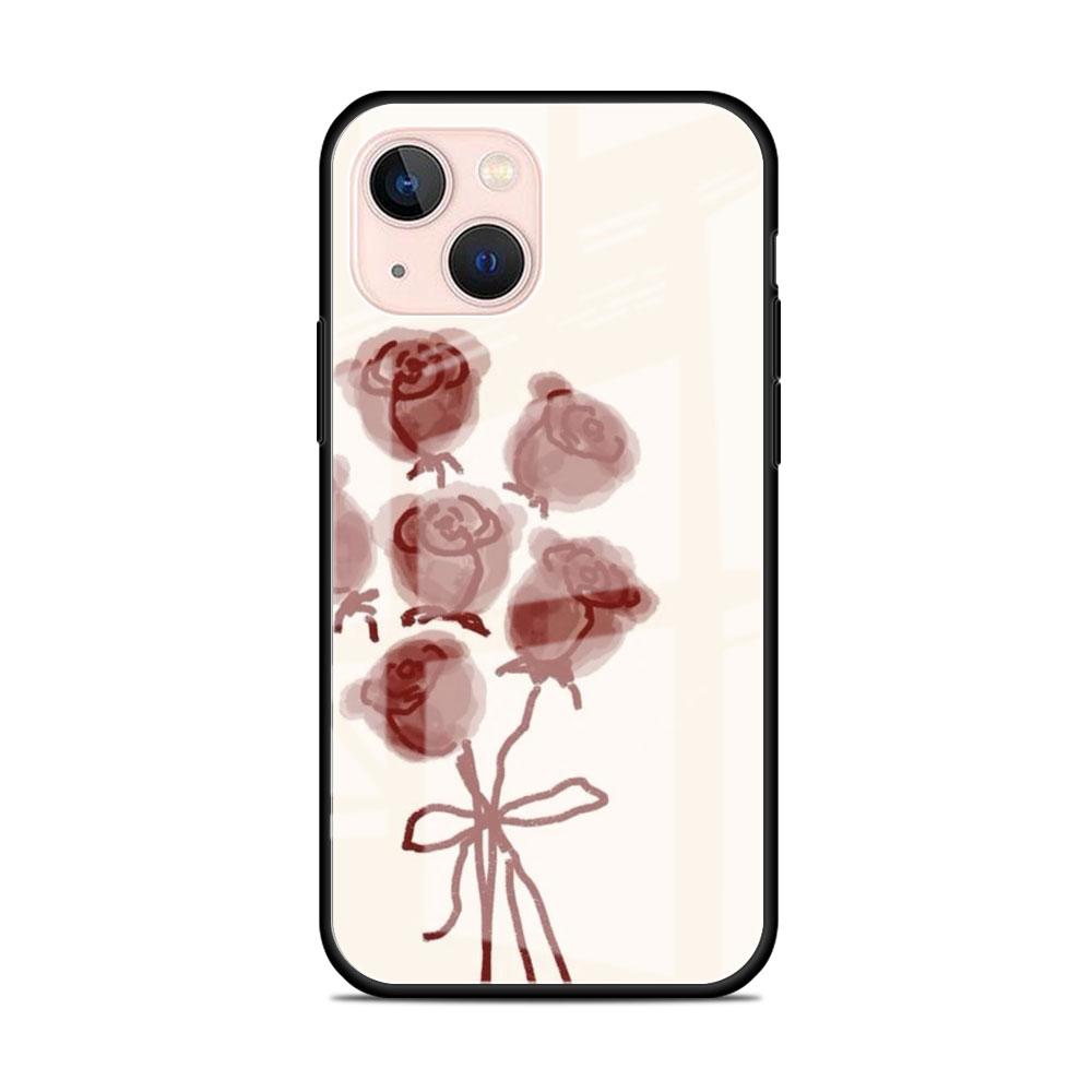 Glashülle für Apple iPhone 14 13 Pro 11 12 7 8 Plus SE 2022 XR X XS Max 6 6S Gehärtete Handyhülle Blume Niedlich