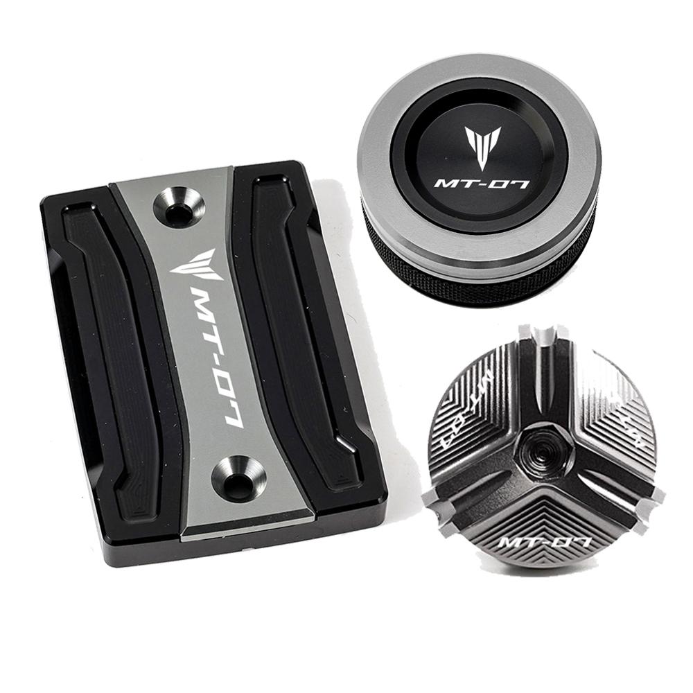 For Yamaha MT07 TRACER MT-07 2014-2022 Motorcycle Cylinder Cover Front Rear Brake Fluid Reservoir Cap Oil Filler