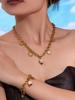 Oumeka 18k Gold-Plated Stainless Steel Jewelry Set: Versatile Pendant, Necklace, and Bracelet.
