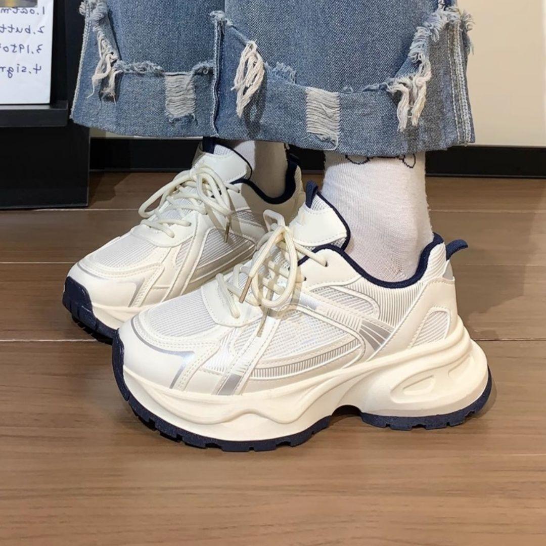 

Женские кроссовки «папины кроссовки» 2025 новая обувь женские летние студенческие белые кроссовки универсальные на толстой подошве легкие спортивные кроссовки 40 бежевый