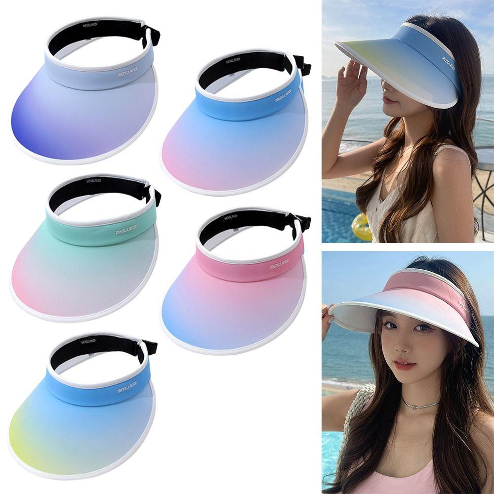 

Градиент цвета Радуга Регулируемая шляпа от солнца с большими полями УФ-защита Женская шляпа от солнца с козырьком Пляжная кепка