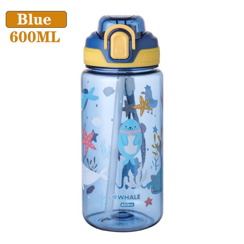 600ml Plastic Water Bottle For Kids Water Sippy Cup With Silicone Straw Leakproof  Water Bottles Summer Sports Kids Water Cup