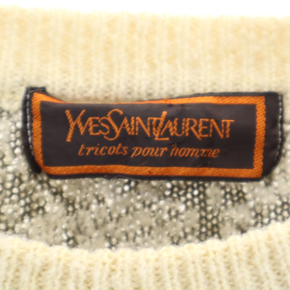 YVES SAINT LAURENT tricots 80s 90s Old wool blend mohair blend Overall handle Long sleeve sweater Men's Used