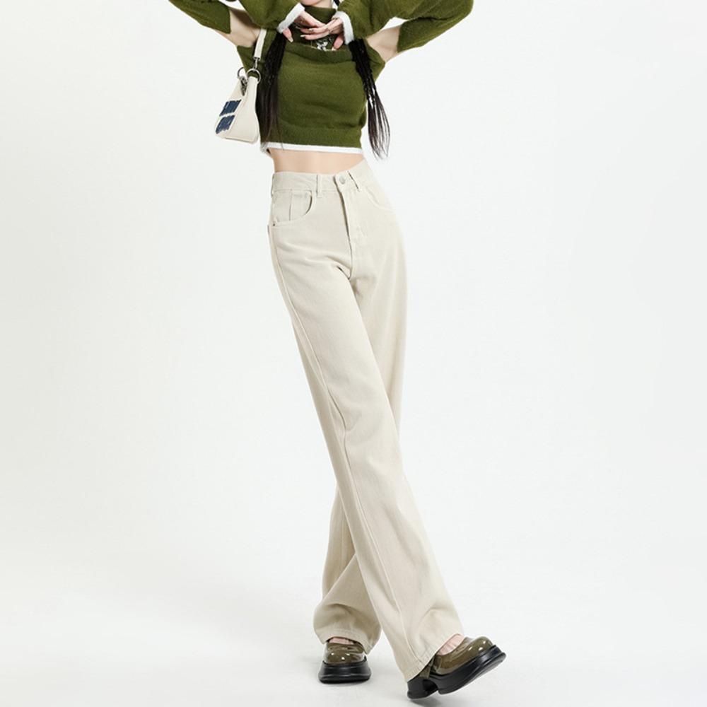 Wide-leg jeans women's 2025 spring and autumn new fashionable high-waisted thin loose drape straight floor pants