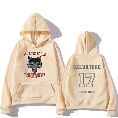 Mystic Falls Virginia Grundat 1859 Streetwear Huvtröjor Vinter Bekväma Huvtröjor Kläder Moletom Masculino Fleece Varm Topp