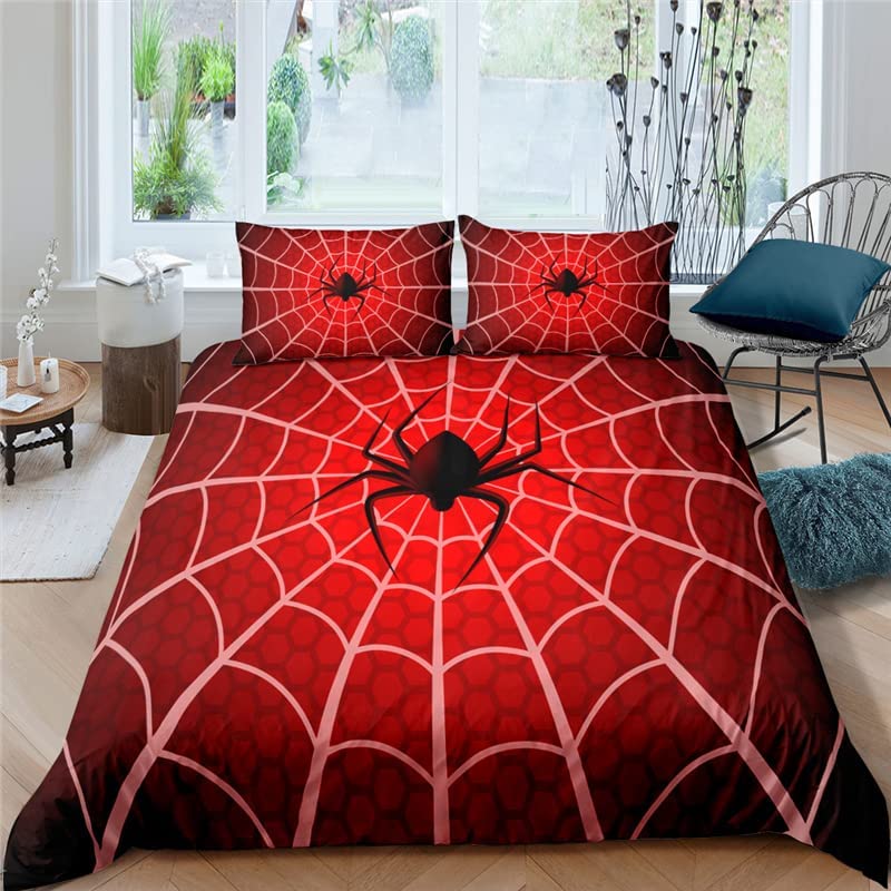 3D Print White Jumping Spider Duvet Cover Set Microfiber Comforter Cover King Queen Full Size With Pillowcase For Boys Men Teens