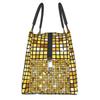 Gold Disco Ball Glitter Insulated Lunch Bags for Women Portable Cooler Thermal Bento Box Outdoor Camping Travel