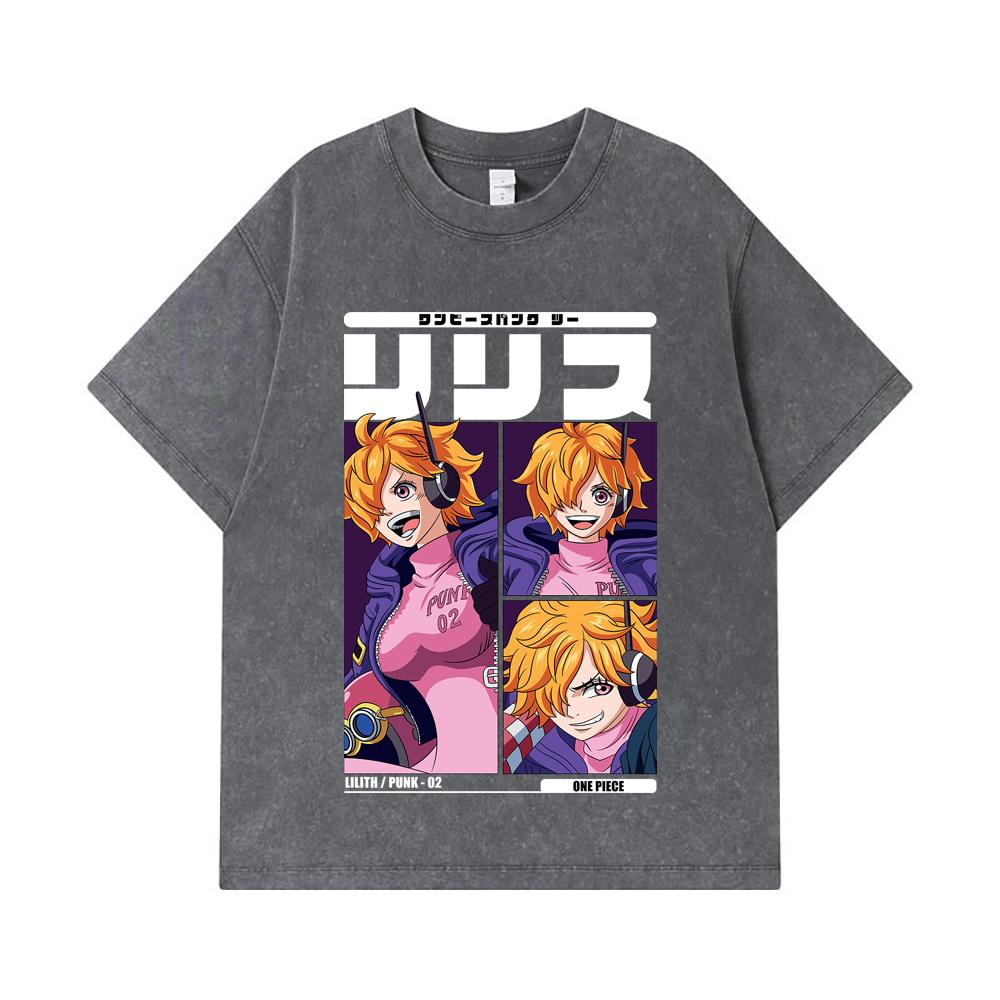 275 GSM Washed T-shirts 100% Cotton One Piece V47 Lilith Print Unisex Heavy Cotton T Shirt