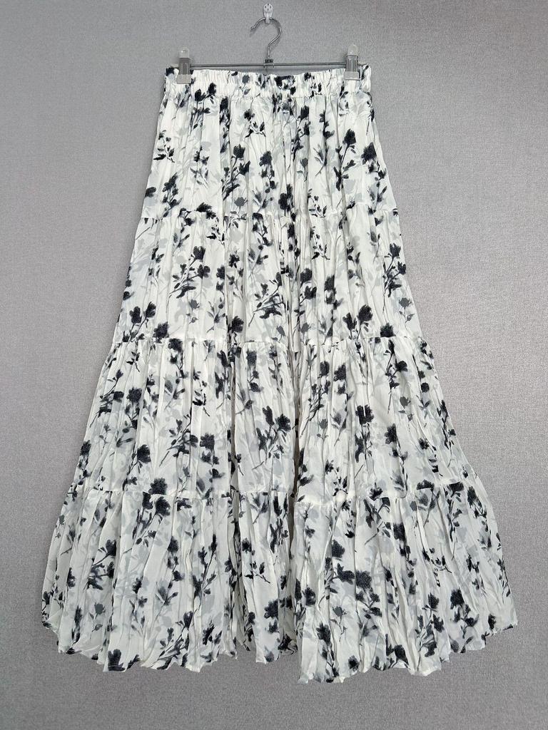 2024 French Retro Floral Pleated High-Waist Maxi Chiffon Skirt