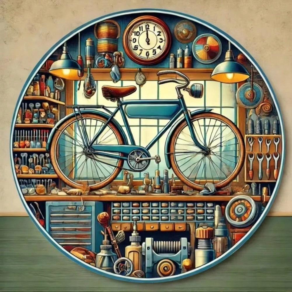 Metal Bicycle Repair Shop Vintage Sign Weather Resistant 2D Wall Art Cafe Bar Office Decor