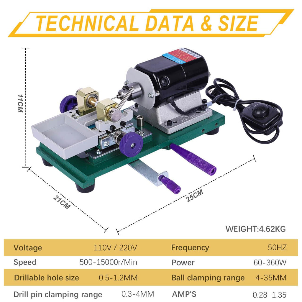 Small Household 300W Infinitely Variable Speed Pearl Buddha Bead Drilling and Punching Machine 15000rpm Drilling and Jewelry Kit