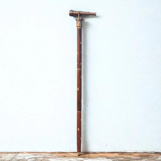 Engraved Brass Walking Cane with Telescope Compass Steampunk Dollond London 1920 Replica Victorian Handmade Cane, Perfect for Gift