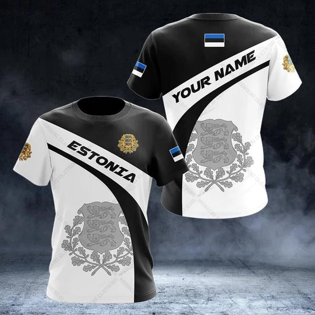 Estonia Flag Coat of Arms Graphic Tee Summer Casual Pullover Men's Fashion O-neck T-shirts Boys Oversized Short Sleeve Tops