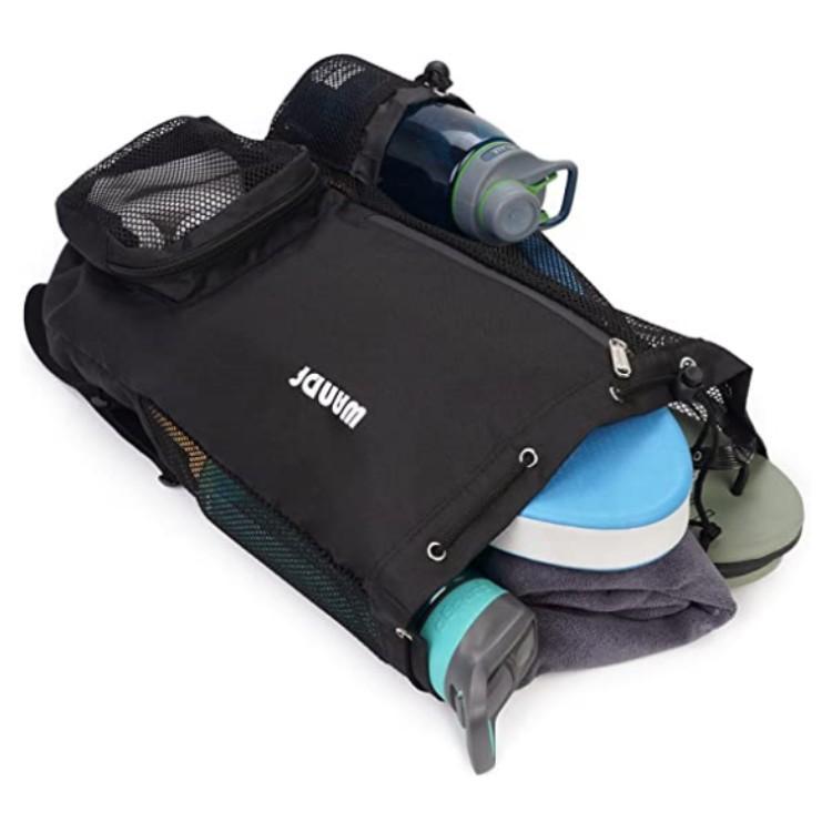 Swim Bag Mesh Drawstring Backpack with Wet Bag Beach Backpack, Gym and Exercise Gear Bag