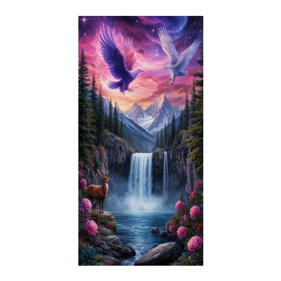 Große Größe Diamantmalerei Adler Berg Wasserfall Landschaft DIY Voll Quadratisch Rund Bohrer Strass Stickerei Tiere Mosaik Kreuzstich-Sets