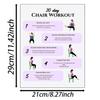 6Pcs Yoga Chair Workout Charts 30 Day Chair Exercises Plan Poster For Travel Morning Working Family Friend Sports