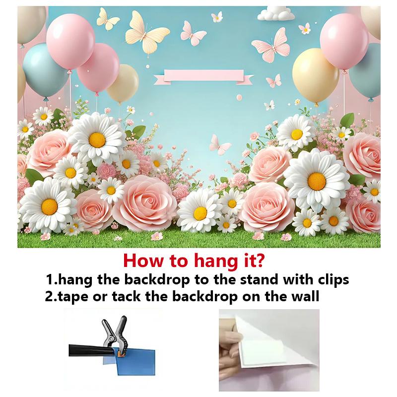 1PC, pink yellow balloon and sunflower background, no electricity required, home, office, outdoor, party decoration