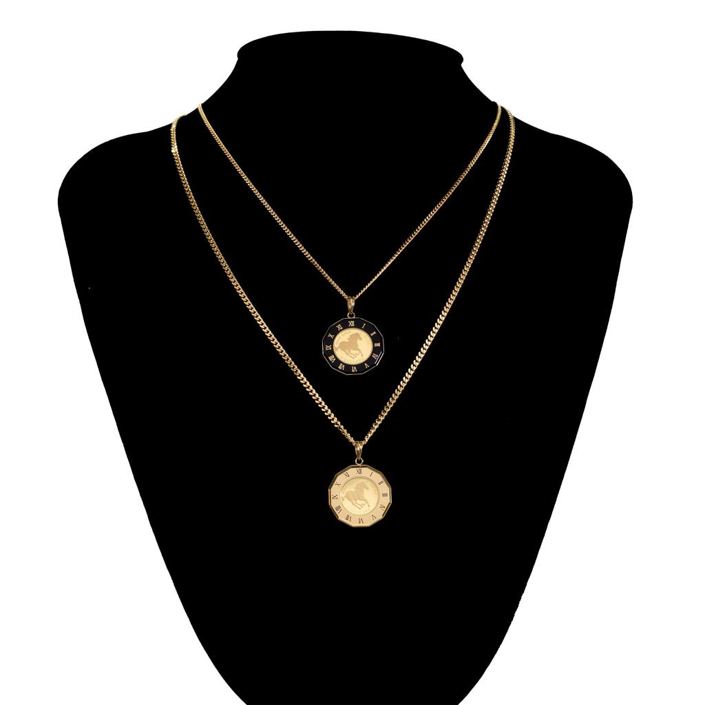 Coin Pendant Tuvalu Horse Clock Frame [Fairy Cullet] K24/18 1/25oz (White)