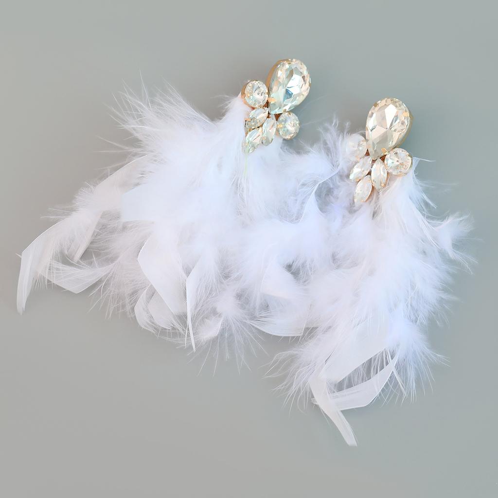 Orecchini Lunghi con Piume e Frange Floreali, Artistici nello Stile per Donna