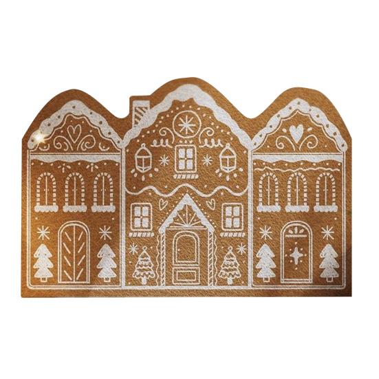 Christmas Entrance Rug Gingerbread House Floor Mat Dirt Scrubber Washable Vintage Holiday Doormat with Non-Slip Backing for Front Door Entryway Porch