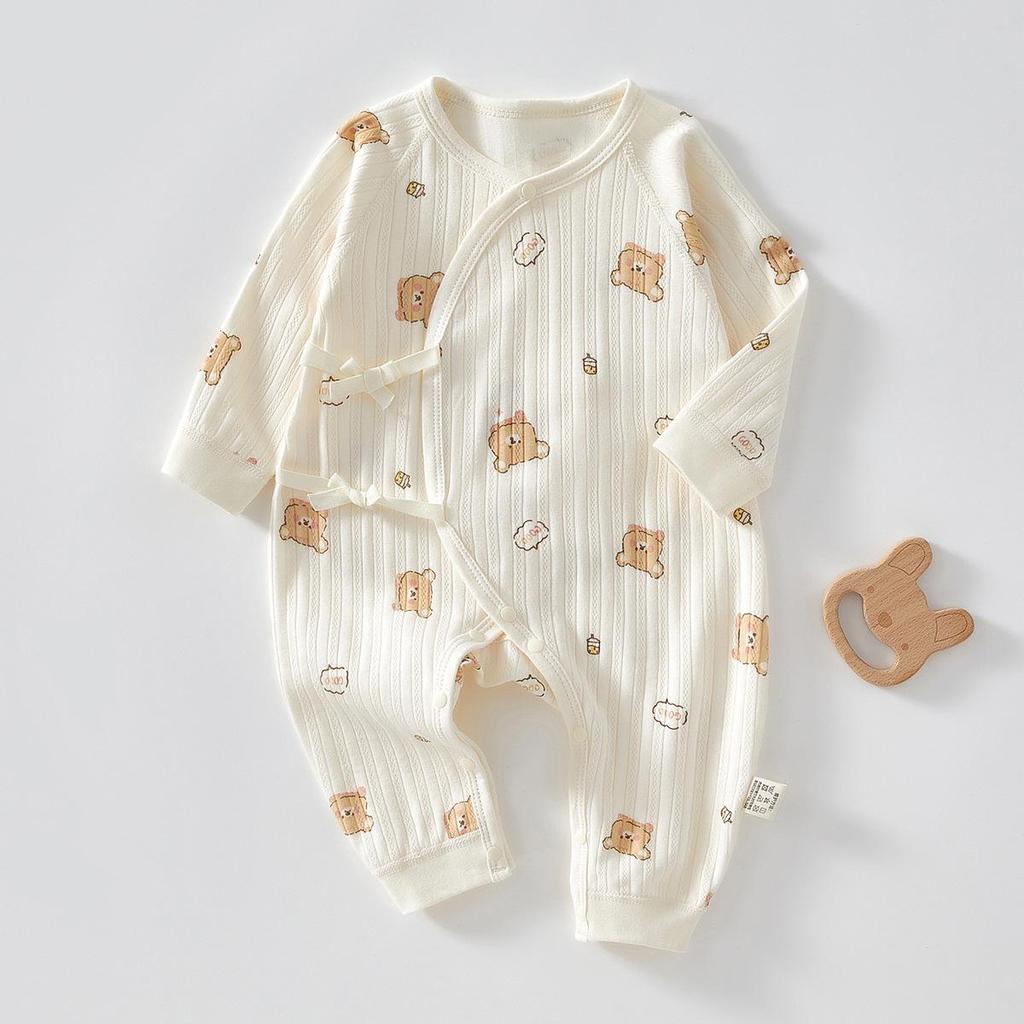 Neugeborenen Strampler aus reiner Baumwolle mit Schmetterlingsmotiv - Vier Jahreszeiten, Knochenloser Jumpsuit für Frühling & Herbst