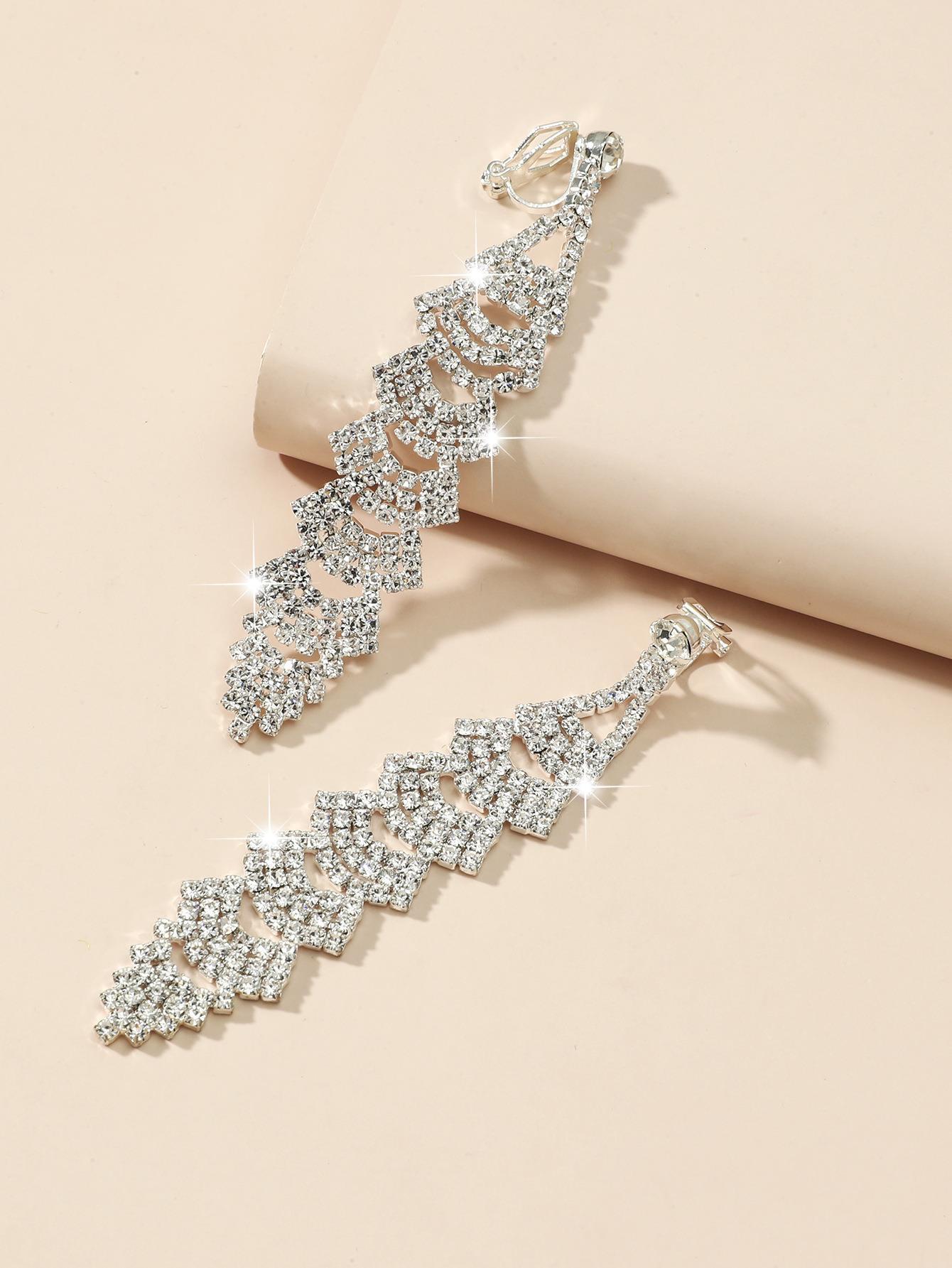 

Длинные серьги с преувеличенной волной, персонализированные универсальные серьги, модные и изысканные, серьги-гвоздики со стразами серебряный