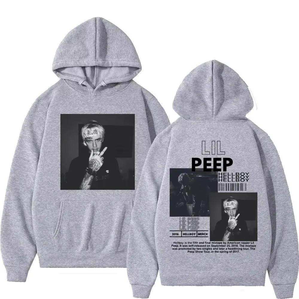 Hip hop rapper Lil Peep patterned hoodie high-quality fashion pullover men's and women's street fashion retro hooded sweatshirt