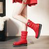 Plus Size Winter Mid-calf Snow Boots Women Warm Plush Blue Red Outdoor Lady Waterproof Wedge Platform Elastic Slip-on Half Boots