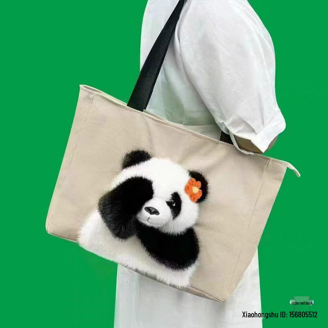 

Hua Hua Panda Canvas Crossbody Bag: Fashionable Women s Zippered Shoulder Bag & Storage