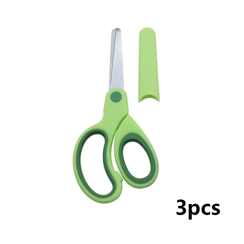 

3pcs Safty Scissors For Kids Student DIY Paper Children s Left-handed Scissors Scissors With Sleeve Cutting Tool Stationery