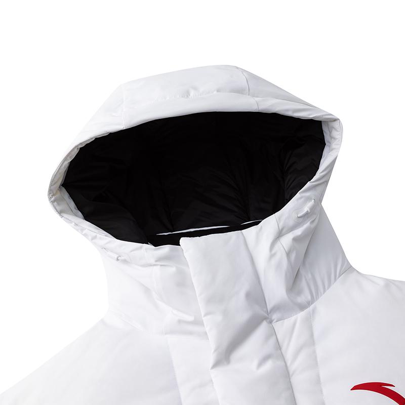 Anta Warm Thick Long Hooded Fashion Down Jacket Unisex Outerwear Pure-White 172617901-1