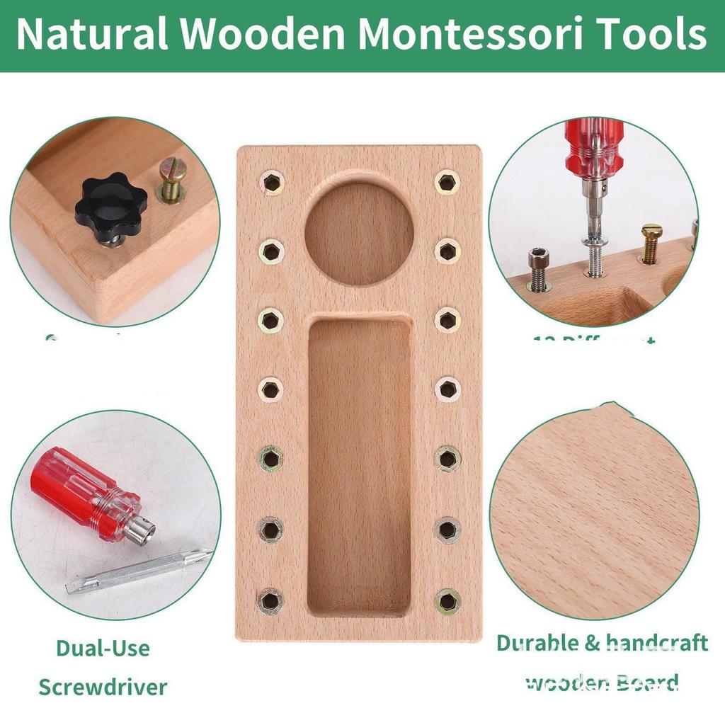 Montessori Wooden Nut Combination Educational Toy Set for Kids - Busy Board with Disassembly and Assembly Screw Tasks