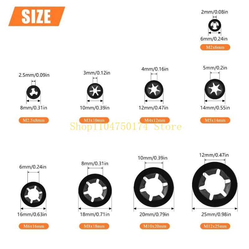360Pcs 9 Sizes Internal Tooth Star Lock Washers Replacement Quick Speed Locking Washers Retaining Clips Fasteners Top Sale