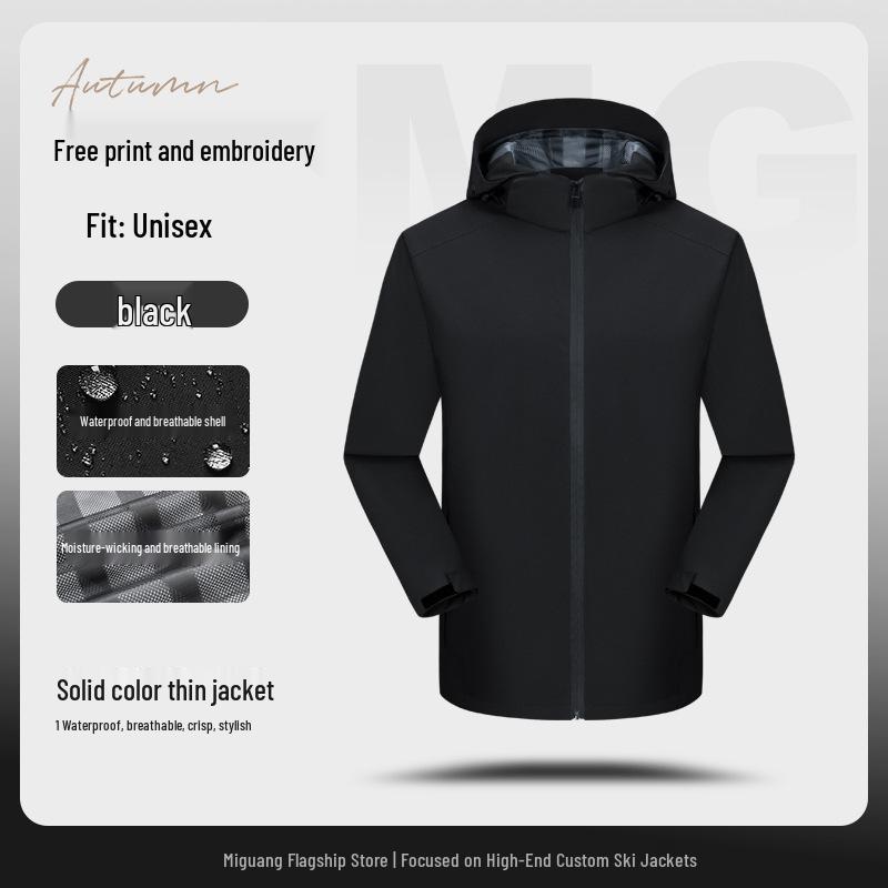 Men's Waterproof Windproof Mountaineering Jacket with Custom Logo Print - Durable Workwear for Companies and Groups