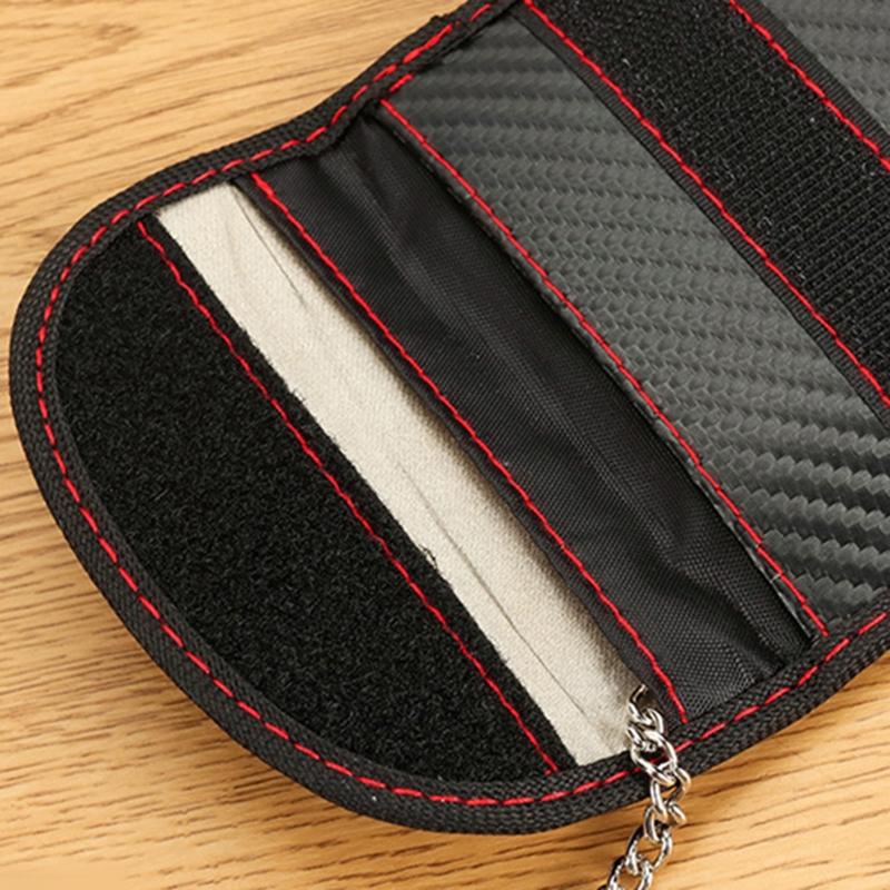 Protector Bag for Car for Key Fob Leather Car for Key Signal Blocking Pouch for Case for Car Security Anti-Theft Black R