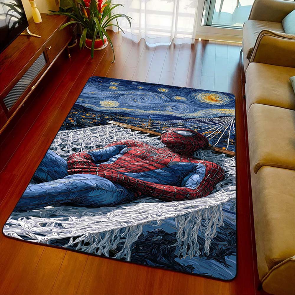 Spiderman Pattern Floor Mat Soft Polyester Area Rug Non-Slip Carpet for Living Room Bedroom Home Decor -QJY