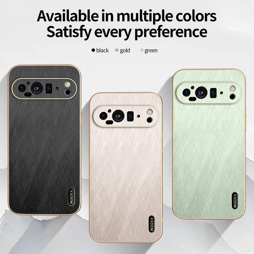 Plating Gold Silk Skin Case For Google Pixel 10 9 XL 8 7 6 Pro 8 7 6 A Leather Shockproof Cover for Pixel 9pro xl 8a 9A 8pro 7A