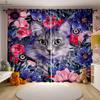 Set Of 2 Cute Funny Cat Printed Curtains Polyester Bedroom Living Room Kids Window Decoration Curtain Perfect For