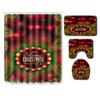 Christmas Printed Shower Curtain Floor Mat Four-Piece Bathroom Toilet Non-Slip Absorbent Carpet Toilet Non-Slip Door Mat