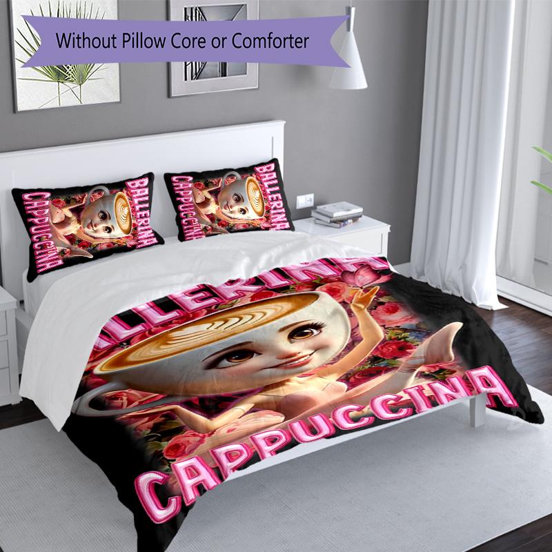 3pcs Italian Brainrot characters8 pattern bedding set duvet cover set includes duvet cover &pillowcases, perfect all season bedroom decoration & gift