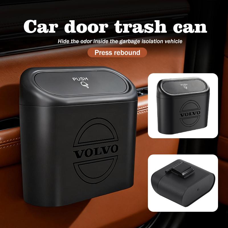 Kdvns0 Pour Siège Auto Volvo Poubelle de Dossier ABS Bac de Rangement de Porte avec Couvercle à Poussoir V60 V50 V40 S80 S60 S90 C40 XC40 V70 XC70 XC60 XC90
