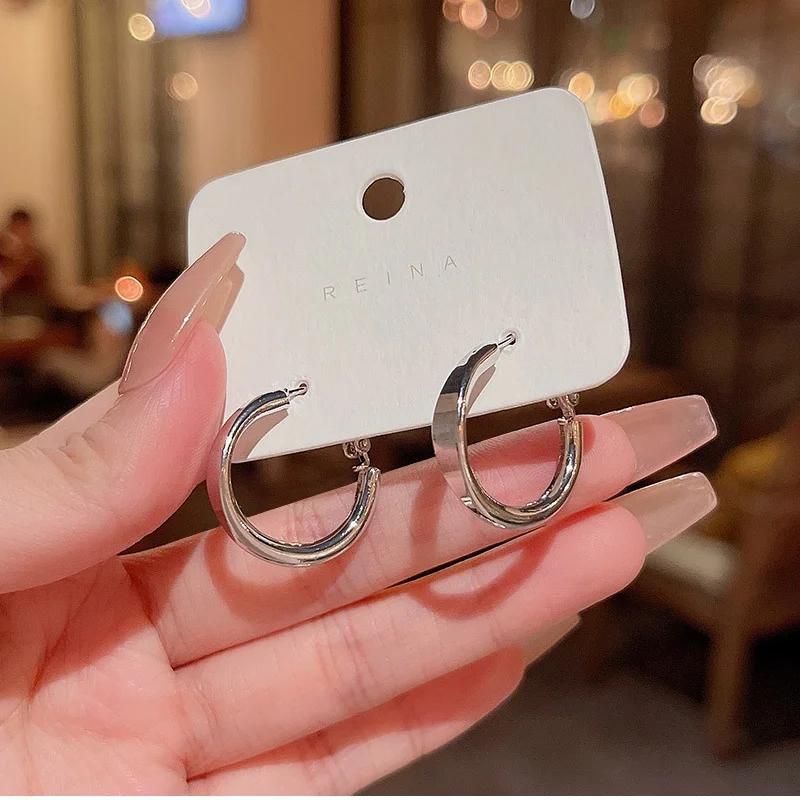 

Exaggerated Smooth Flaser Round Hoop Earrings for Women 20mm Copper Color Hiphop Geometry Punk Metal Loop Zircon Girl Gift
